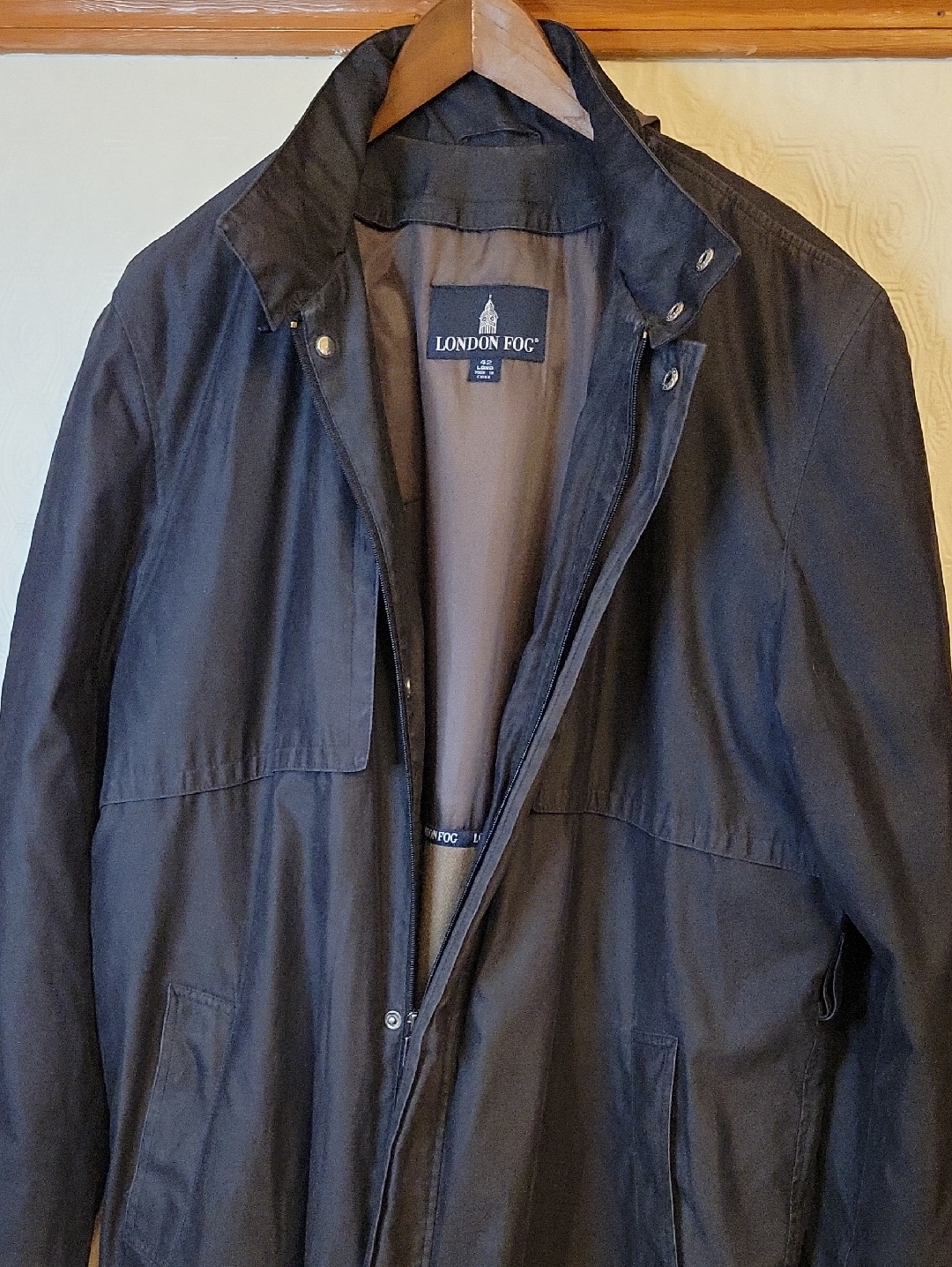 London Fog Men's L Dark Navy Waterproof Coat Zip-Out Fleece Liner 3-In-1 S